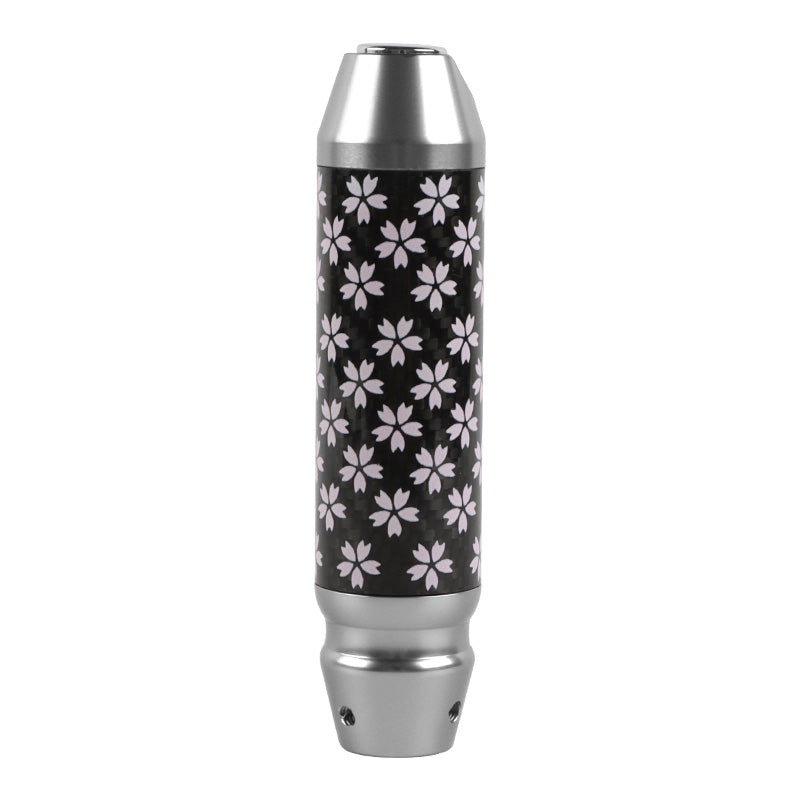 Brand New Sakura Flowers Universal Real Carbon Fiber Silver Aluminum Automatic Transmission Racing Gear Shift Knob