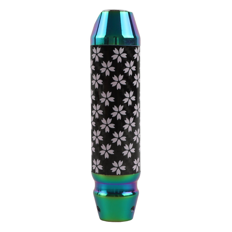 Brand New Sakura Flowers Universal Real Carbon Fiber Neo Chrome Aluminum Automatic Transmission Racing Gear Shift Knob