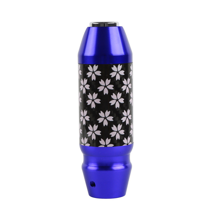 Brand New Universal Sakura Flowers Real Carbon Fiber Blue Aluminum Automatic Transmission Racing Gear Shift Knob