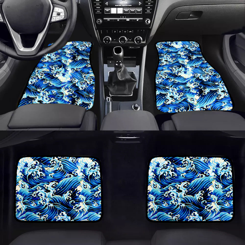 Brand New 4PCS UNIVERSAL SAKURA WAVE Racing Fabric Car Floor Mats Interior Carpets