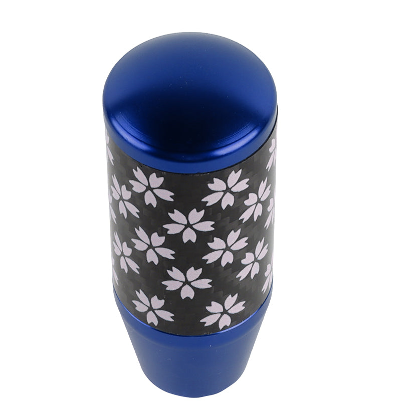 Brand New 9CM Universal Sakura Flower Blue Carbon Fiber Manual Gear Stick Shift Knob Lever Shifter M12 M10 M8