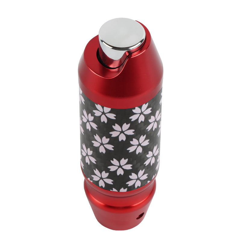 Brand New Universal Sakura Flower Real Carbon Fiber Red Aluminum Automatic Transmission Racing Gear Shift Knob