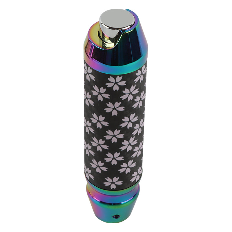 Brand New Sakura Flowers Universal Real Carbon Fiber Neo Chrome Aluminum Automatic Transmission Racing Gear Shift Knob