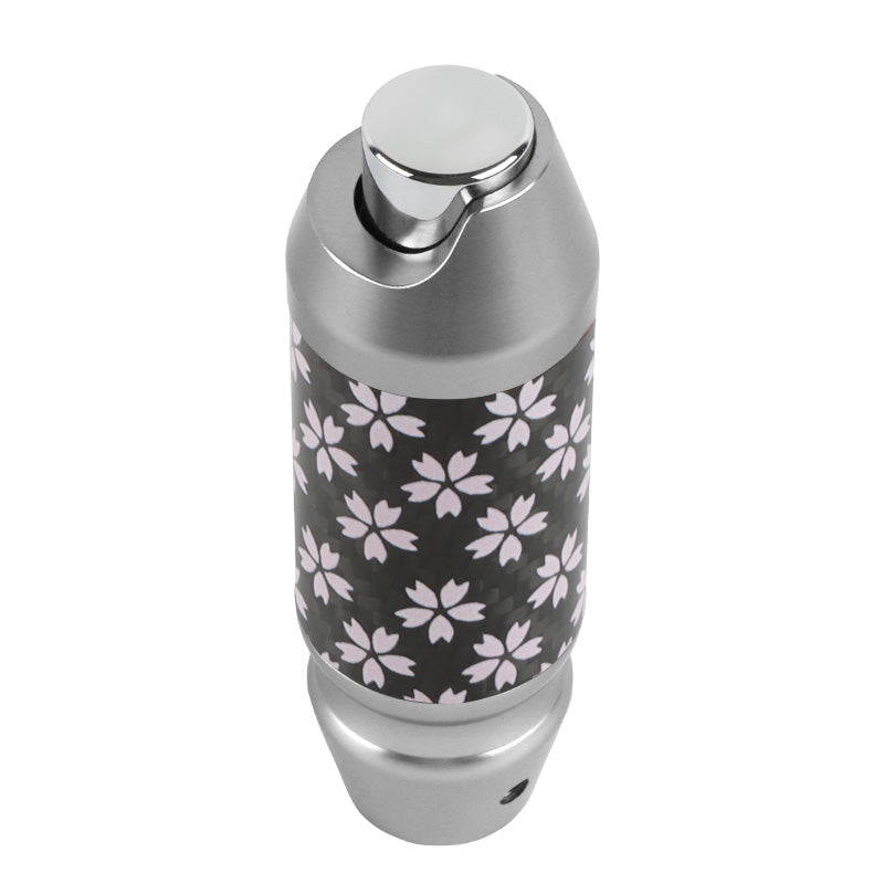 Brand New Universal Sakura Flowers Real Carbon Fiber Silver Aluminum Automatic Transmission Racing Gear Shift Knob