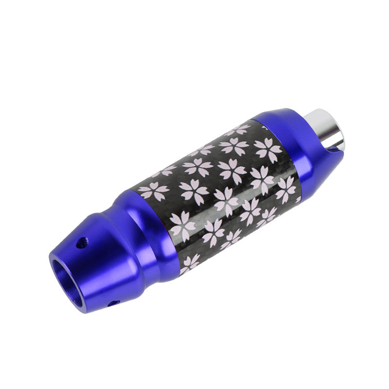 Brand New Universal Sakura Flowers Real Carbon Fiber Blue Aluminum Automatic Transmission Racing Gear Shift Knob