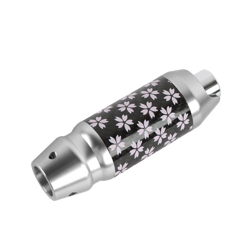 Brand New Universal Sakura Flowers Real Carbon Fiber Silver Aluminum Automatic Transmission Racing Gear Shift Knob