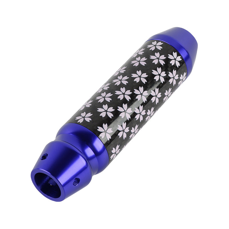 Brand New Sakura Flowers Universal Real Carbon Fiber Blue Aluminum Automatic Transmission Racing Gear Shift Knob