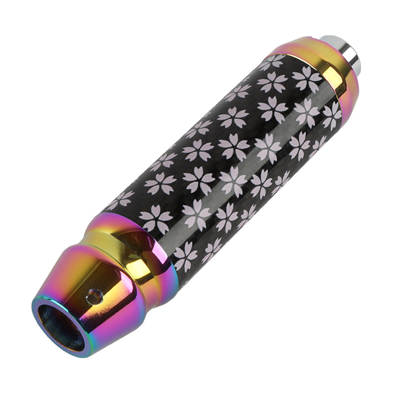 Brand New Sakura Flowers Universal Real Carbon Fiber Neo Chrome Aluminum Automatic Transmission Racing Gear Shift Knob