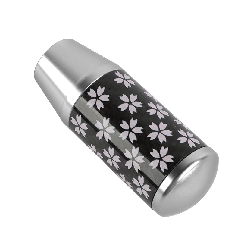 Brand New 9CM Universal Sakura Flower Silver Carbon Fiber Manual Gear Stick Shift Knob Lever Shifter M12 M10 M8