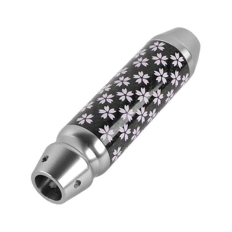 Brand New Sakura Flowers Universal Real Carbon Fiber Silver Aluminum Automatic Transmission Racing Gear Shift Knob