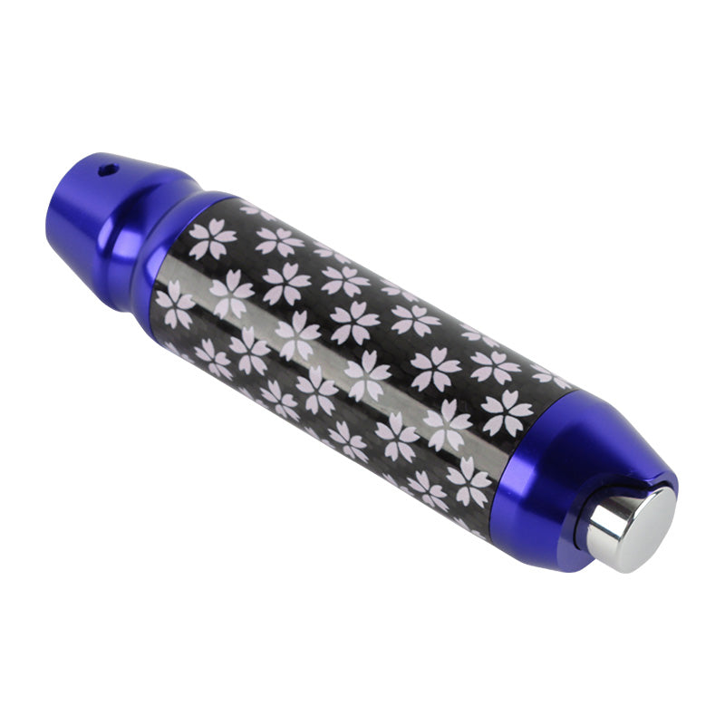 Brand New Sakura Flowers Universal Real Carbon Fiber Blue Aluminum Automatic Transmission Racing Gear Shift Knob