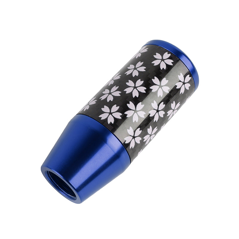 Brand New 9CM Universal Sakura Flower Blue Carbon Fiber Manual Gear Stick Shift Knob Lever Shifter M12 M10 M8