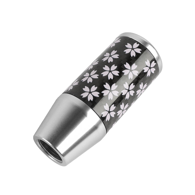 Brand New 9CM Universal Sakura Flower Silver Carbon Fiber Manual Gear Stick Shift Knob Lever Shifter M12 M10 M8