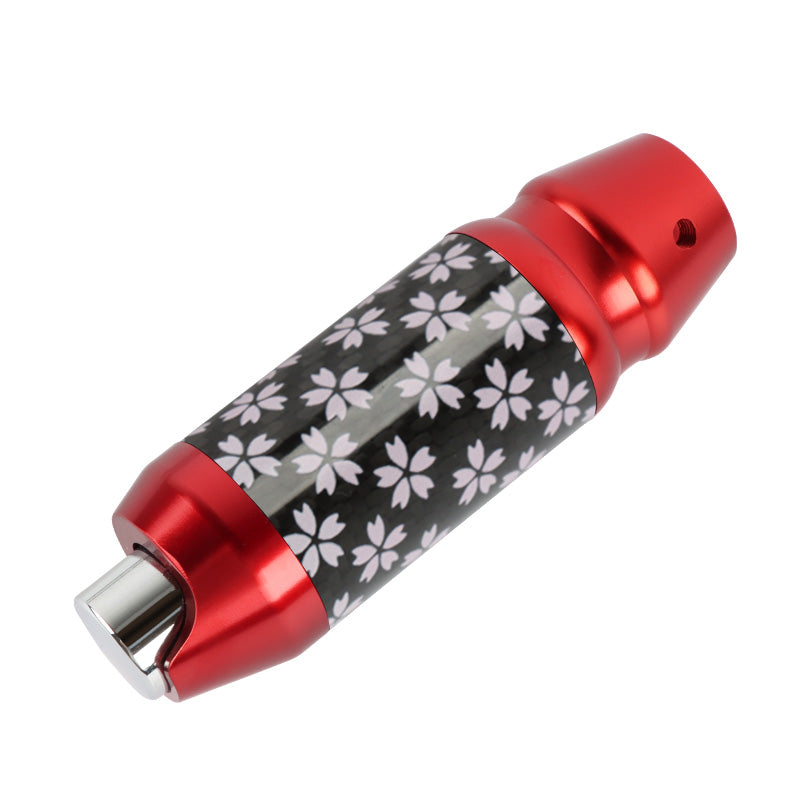 Brand New Universal Sakura Flower Real Carbon Fiber Red Aluminum Automatic Transmission Racing Gear Shift Knob