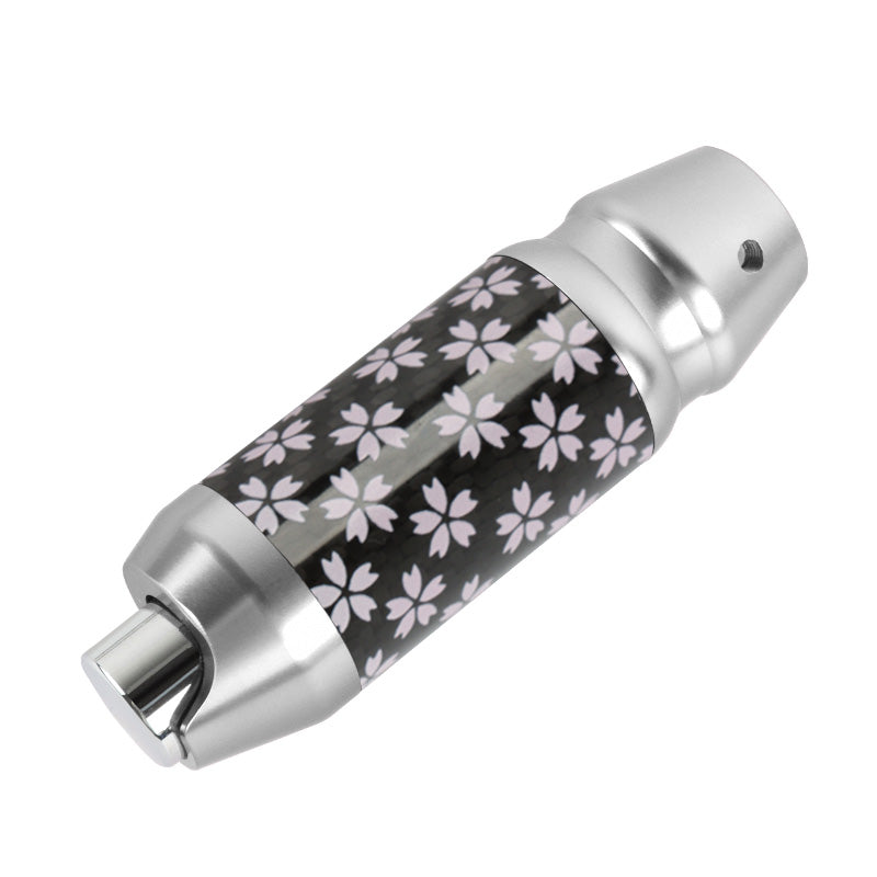 Brand New Universal Sakura Flowers Real Carbon Fiber Silver Aluminum Automatic Transmission Racing Gear Shift Knob