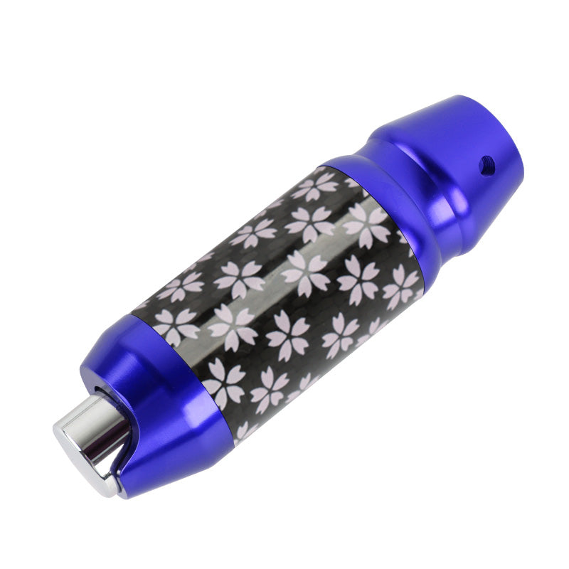 Brand New Universal Sakura Flowers Real Carbon Fiber Blue Aluminum Automatic Transmission Racing Gear Shift Knob