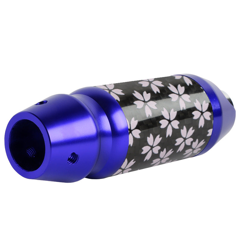 Brand New Universal Sakura Flowers Real Carbon Fiber Blue Aluminum Automatic Transmission Racing Gear Shift Knob