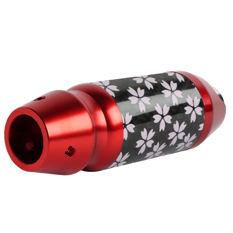 Brand New Universal Sakura Flower Real Carbon Fiber Red Aluminum Automatic Transmission Racing Gear Shift Knob