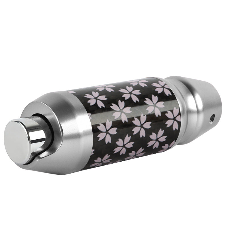 Brand New Universal Sakura Flowers Real Carbon Fiber Silver Aluminum Automatic Transmission Racing Gear Shift Knob