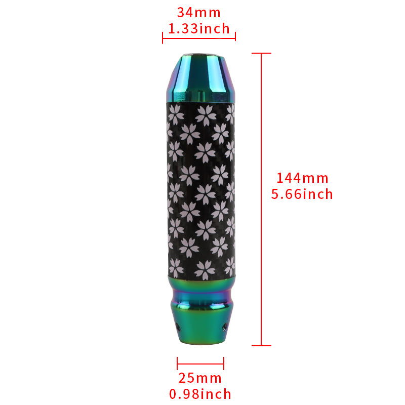 Brand New Sakura Flowers Universal Real Carbon Fiber Neo Chrome Aluminum Automatic Transmission Racing Gear Shift Knob