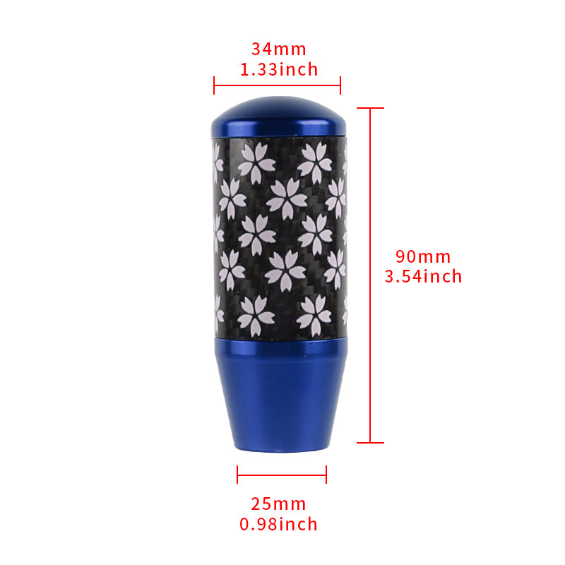 Brand New 9CM Universal Sakura Flower Blue Carbon Fiber Manual Gear Stick Shift Knob Lever Shifter M12 M10 M8