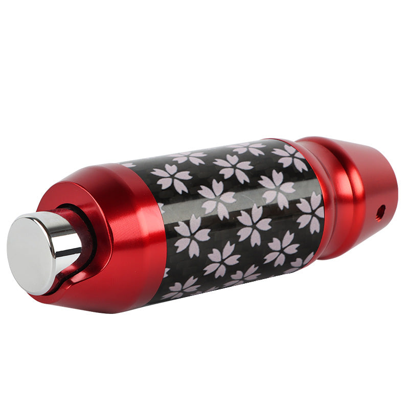 Brand New Universal Sakura Flower Real Carbon Fiber Red Aluminum Automatic Transmission Racing Gear Shift Knob