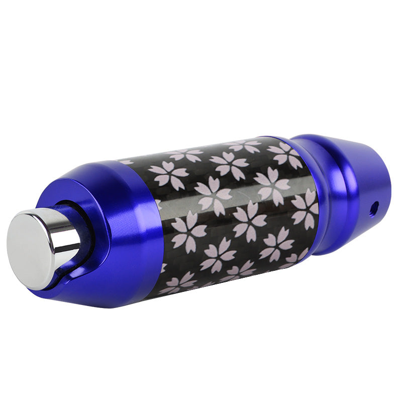 Brand New Universal Sakura Flowers Real Carbon Fiber Blue Aluminum Automatic Transmission Racing Gear Shift Knob