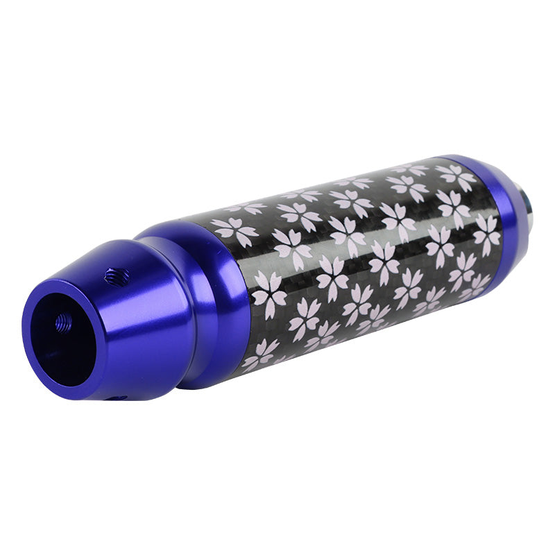 Brand New Sakura Flowers Universal Real Carbon Fiber Blue Aluminum Automatic Transmission Racing Gear Shift Knob