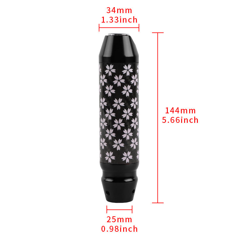 Brand New Sakura Flowers Universal Real Carbon Fiber Black Aluminum Automatic Transmission Racing Gear Shift Knob