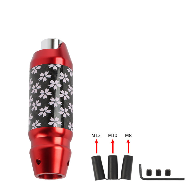 Brand New Universal Sakura Flower Real Carbon Fiber Red Aluminum Automatic Transmission Racing Gear Shift Knob