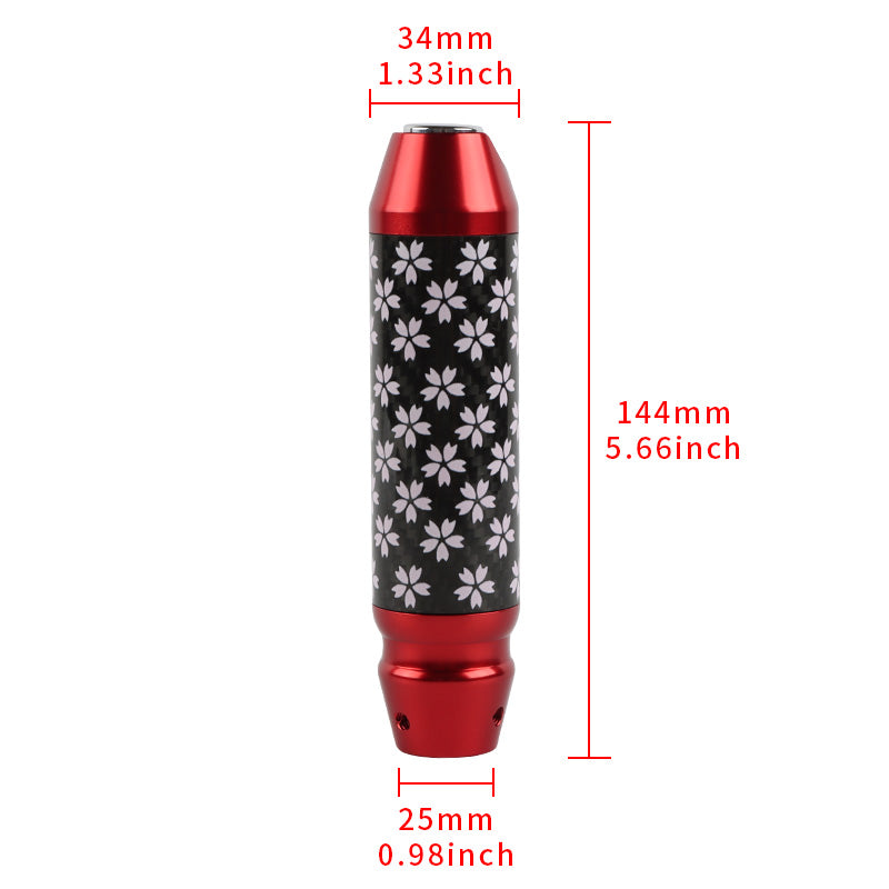 Brand New Sakura Flower Universal Real Carbon Fiber Red Aluminum Automatic Transmission Racing Gear Shift Knob