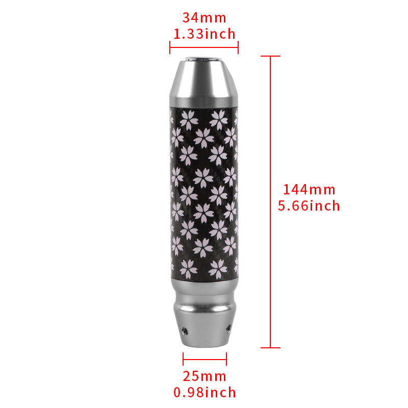 Brand New Sakura Flowers Universal Real Carbon Fiber Silver Aluminum Automatic Transmission Racing Gear Shift Knob