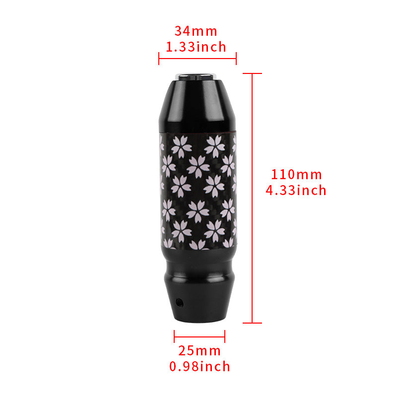 Brand New Universal Sakura Flower Real Carbon Fiber Black Aluminum Automatic Transmission Racing Gear Shift Knob