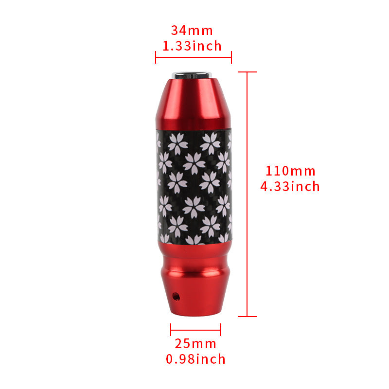 Brand New Universal Sakura Flower Real Carbon Fiber Red Aluminum Automatic Transmission Racing Gear Shift Knob