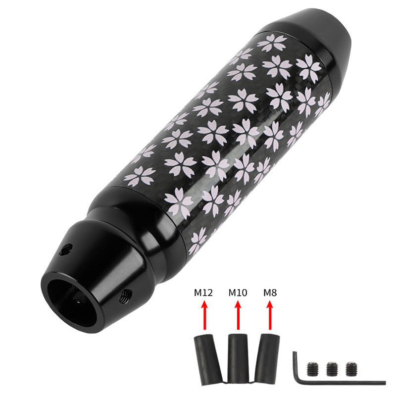 Brand New Sakura Flowers Universal Real Carbon Fiber Black Aluminum Automatic Transmission Racing Gear Shift Knob