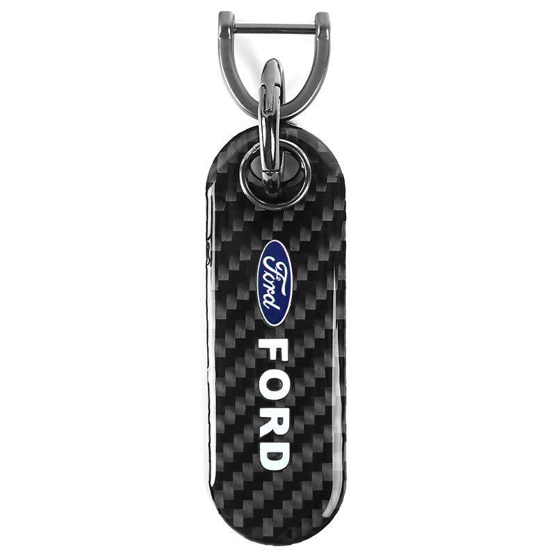 Brand New Universal 100% Real Carbon Fiber Keychain Key Ring For Ford